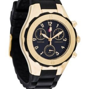 EUC MICHELE BLACK AND GOLD CHRONOGRAPH WATCH